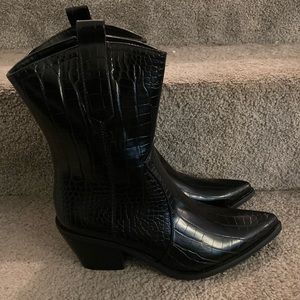 Faux leather side zip Cowboy Boot NWOB